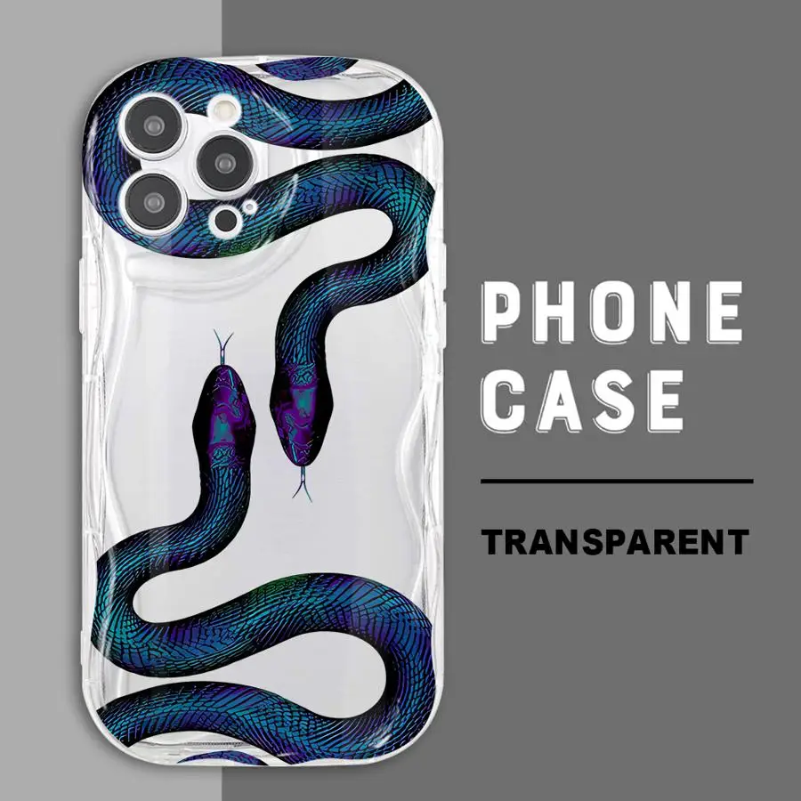 Snake Rose Skull Blvck Phone Case for Apple iPhone 12 Pro 13 Mini XR 15 16 ProMax 14 Plus SE XS Max 11 8 7 Silicone Cover