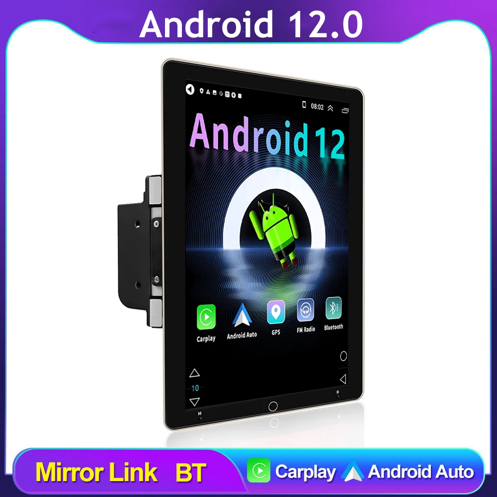 Universal 2 Din Android 12.0 Automatic Rotatable 10 Inch Carplay Car Stereo Radio Multimedia Player Vertical Screen Gps Navi 1