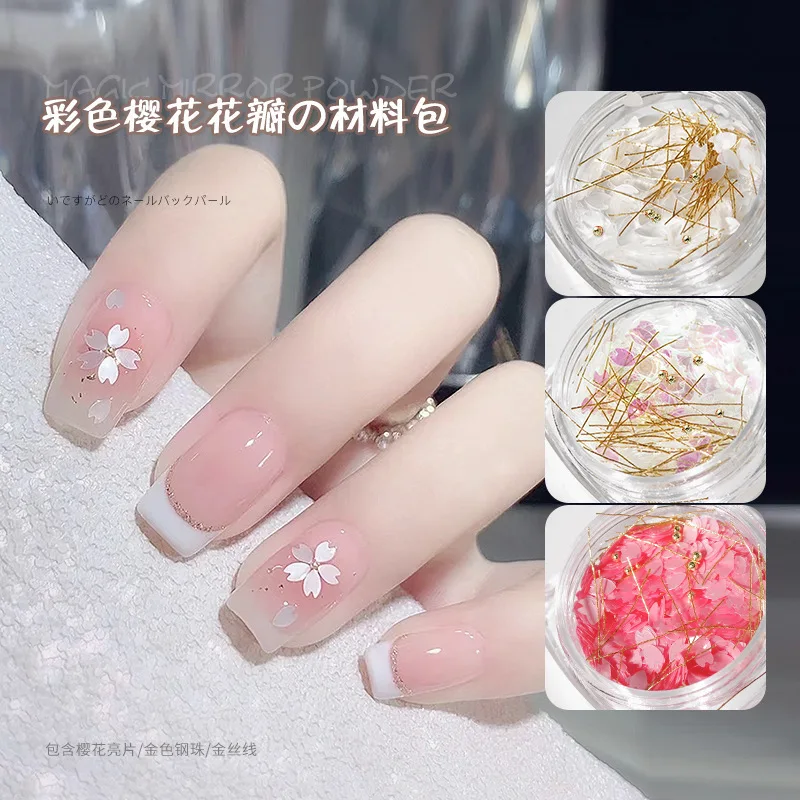 

1box Mix Fairy Cherry Blossom Nail Art Sequins Luxury AB Flower Glitter Nail Deccorations DIY Acrylic Manicure Charms Accessory