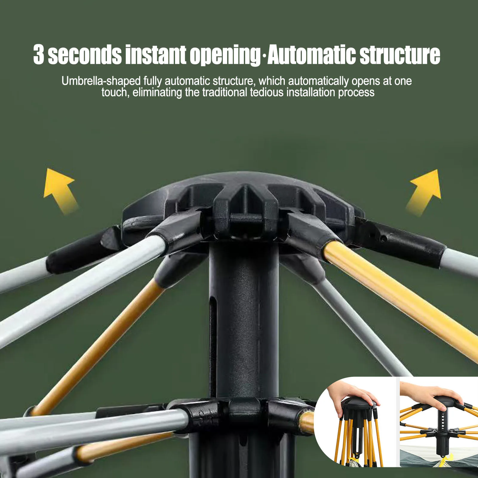 

Camping Tent Double Doors Waterproof Family Tent Quick Setup Double Doors And Double Windows Sunscreen & Waterproof For Fine