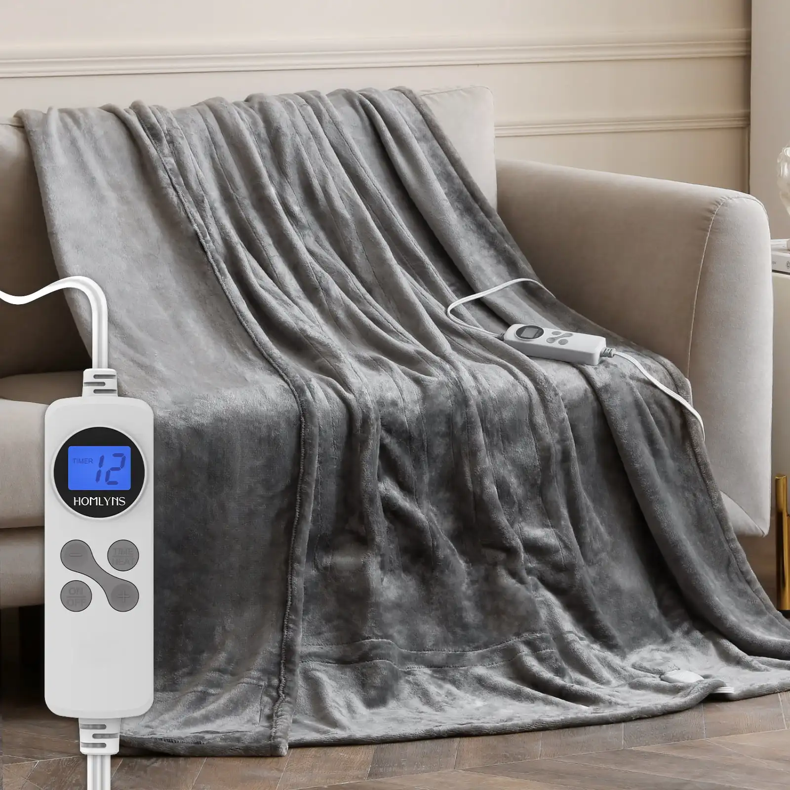 

Electric Heated Blanket Twin Size with 1-12 hrs Timer Off & 10 Heating Levels, Double-Layer Flannel ETL Certification, Machine W