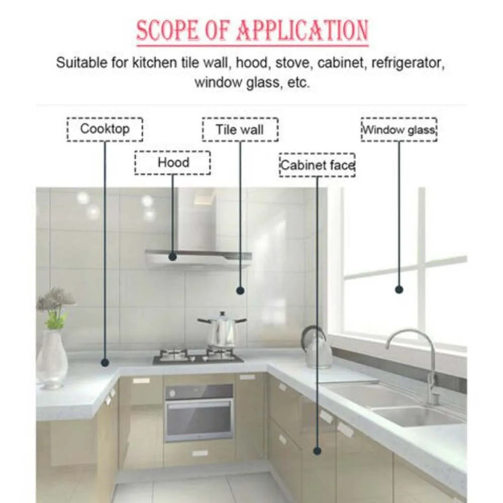 

Decal Kitchen Greaseproof Paper Sticker Wall Film Heat-Resistant Heat-resistant Kitchen Oil-Proof Oil-proof Fashion