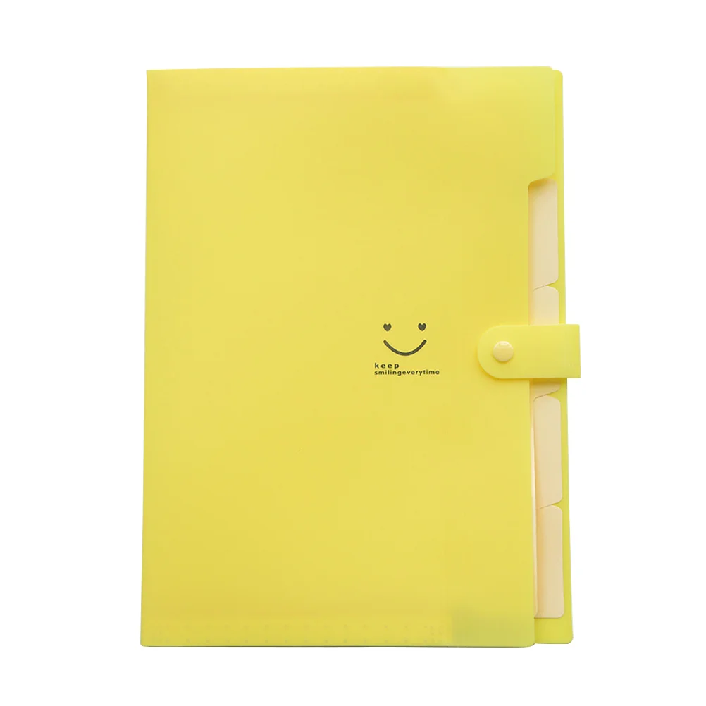 

Pockets Plastic Expanding File Folders A4 Letter Size Snap Closure Accordion Folder Document Organizer(with Random Smile Face)