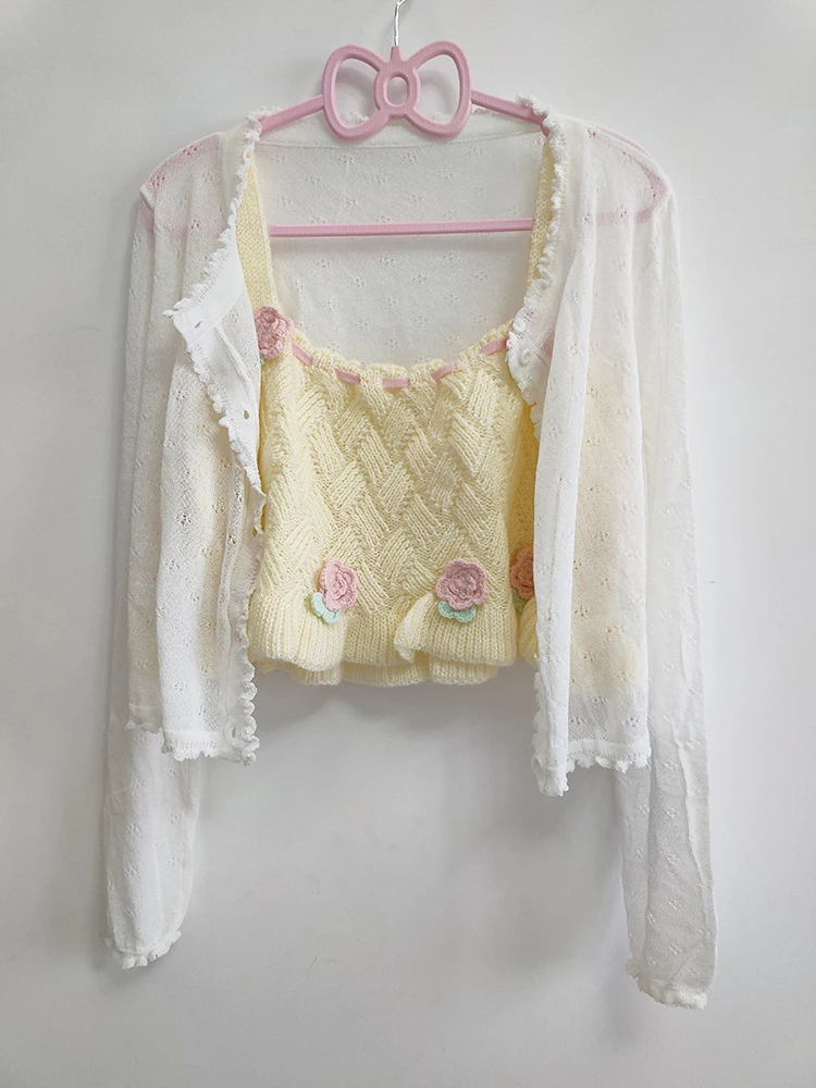 Милые топы из 2 предметов женские кардиганы и укороченные для милых