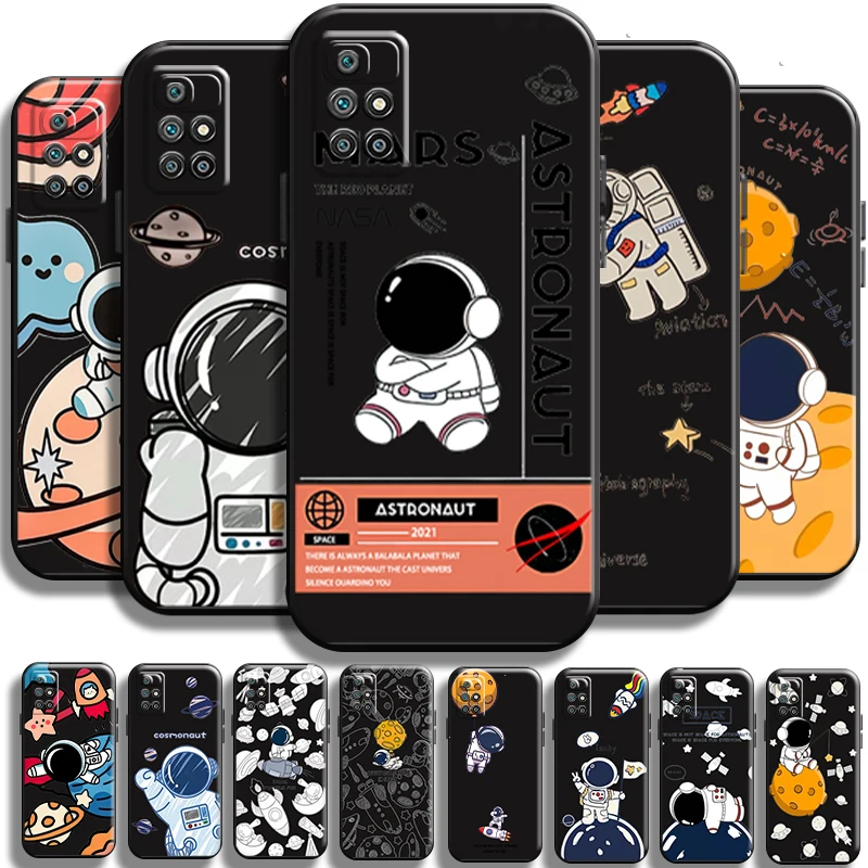 

Cute Cartooon Astronaut For Xiaomi Redmi 10 Phone Case Carcasa Coque Cases Back Liquid Silicon TPU Shockproof Soft Funda