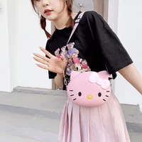 cute hello kitty messenger bag student girl mobile phone bag korean version of the western style small round bag