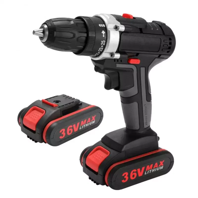 

36V Cordless Electric Screwdriver Drill Portable Rechargable 25 Torque Adjustment Lithium-Ion Battery 3/8-Inch Power Tool