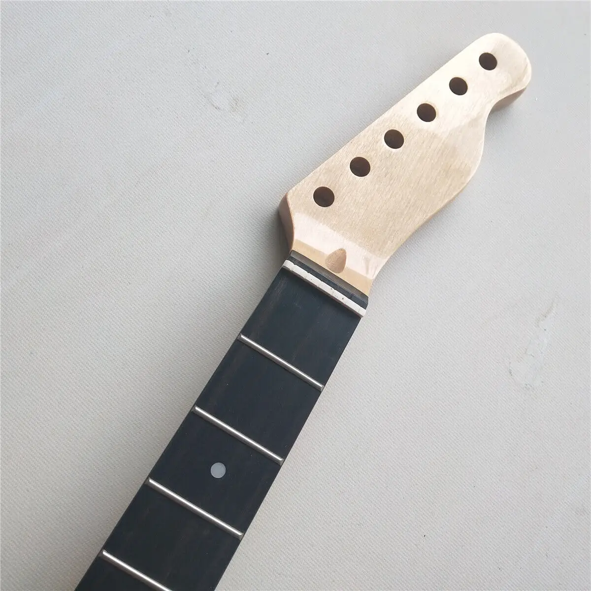 Enlarge DIY ebony Fingerboard Dot Inlay Guitar Neck 22fret 25.5inch Guitar TL part Gloss New Replacement