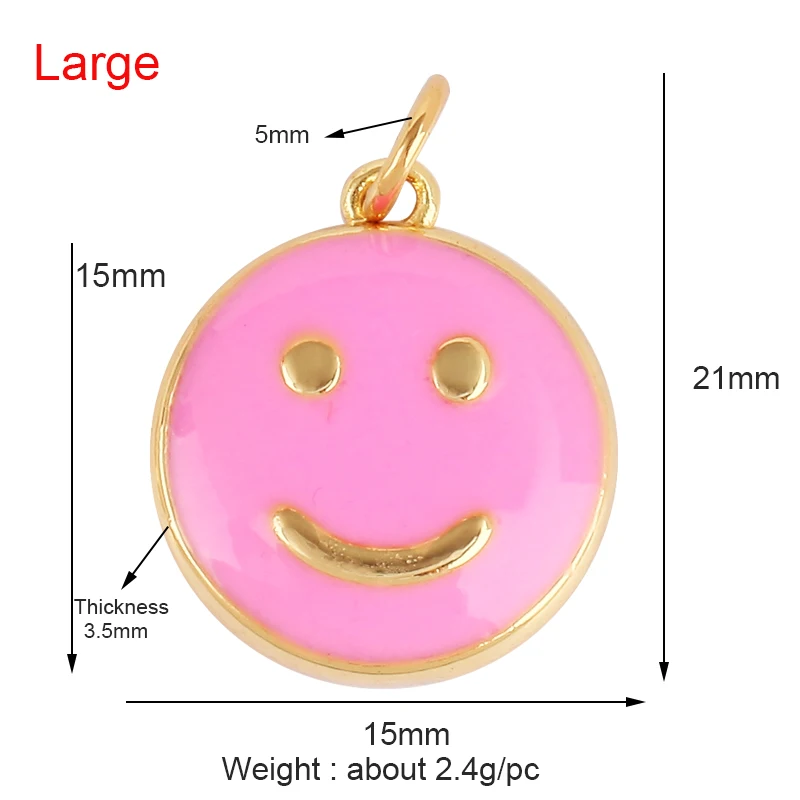 Фото Красочная подвеска в виде счастливого лица Smile, позолоченная цепочка 18 карат, Браслет-ожерелье, подвеска для фотографий №2