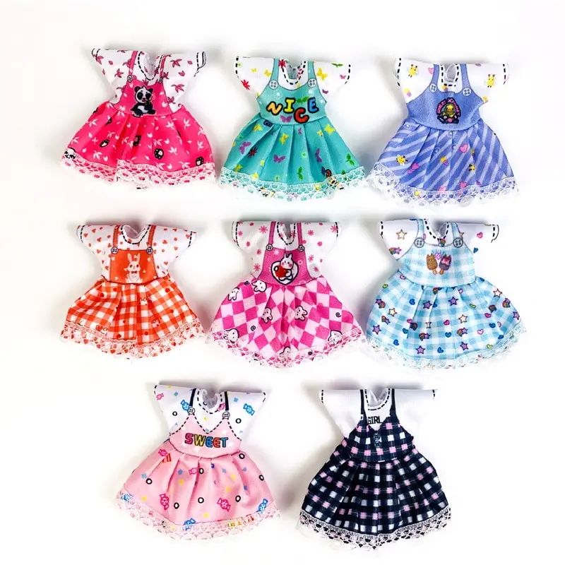

6 Inch 16cm Doll Clothes For 1/12 Doll Dress Up Domestic Cartoon Casual Skirt Dress Outfit Girls Toys Gift