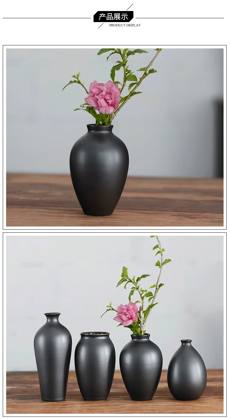 Ceramic Small Vase Black and White Chinese Home Accessories Modern Creative Ornaments Simple Zen Small Flower Utensils 5
