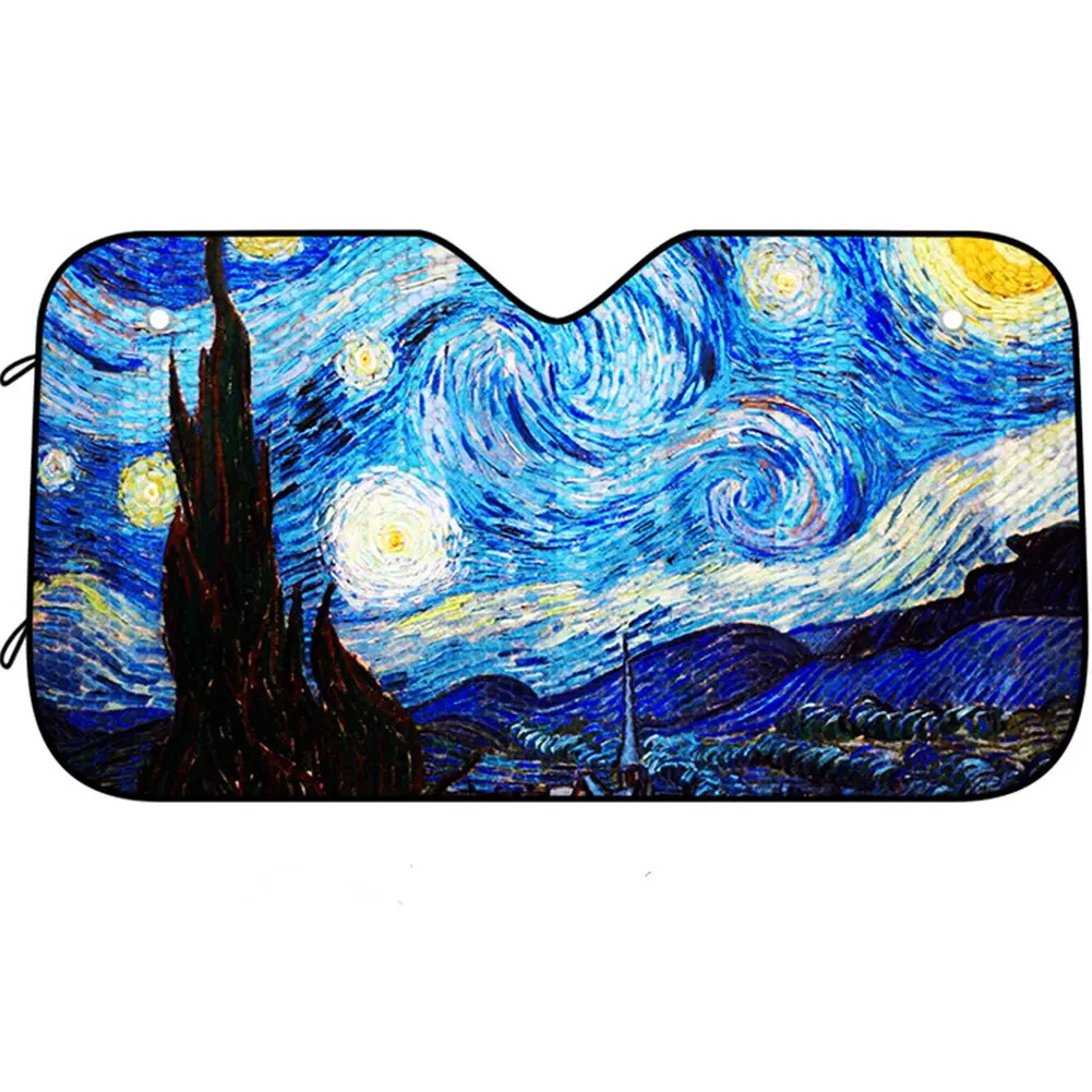 

Van Gogh Starry Sky Car Windshield Sun Shade Universal Fit Car Sunshade Keep Your Vehicle Cool UV Sun And Heat Reflector