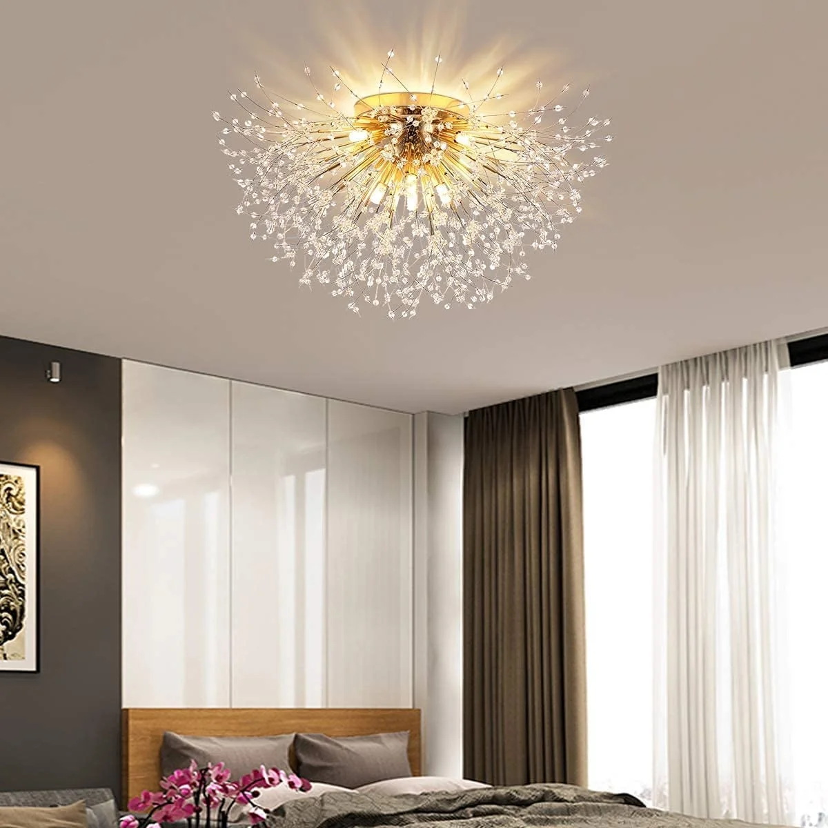 Modern Crystal Ceiling Lamp Dandelion Chandelier G9 Gold Chrome Pendant Light Living Room Bedroom Dining Ceiling Loft Lamps