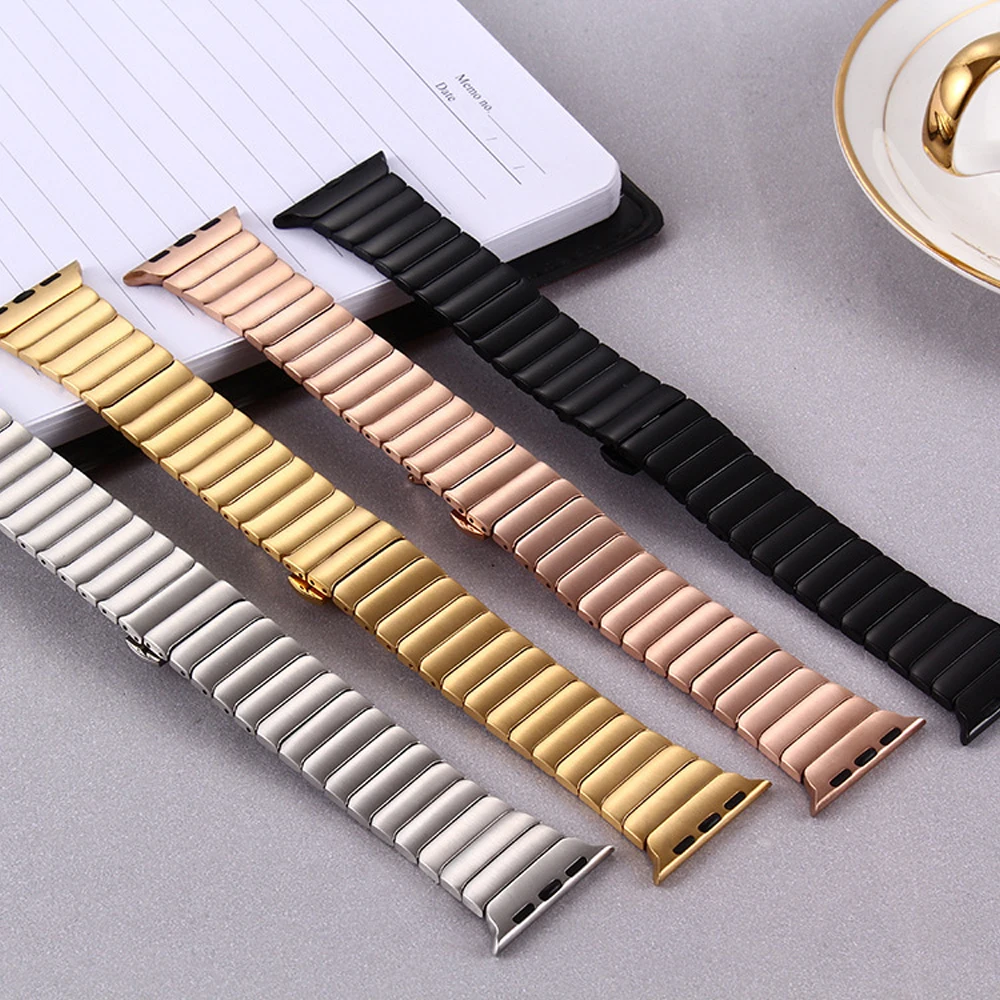

Metal Links Bracelet For Apple Watch Ultra 8 7 6 5 4 3 SE Stainless Steel Wristband iWatch 49mm 45mm 44mm 42mm 41mm 40mm Correa