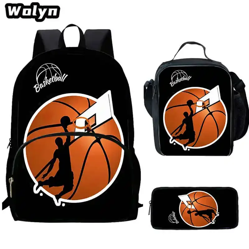 Набор из 3 предметов школьный рюкзак с Баскетбольным принтом и сумки для обеда