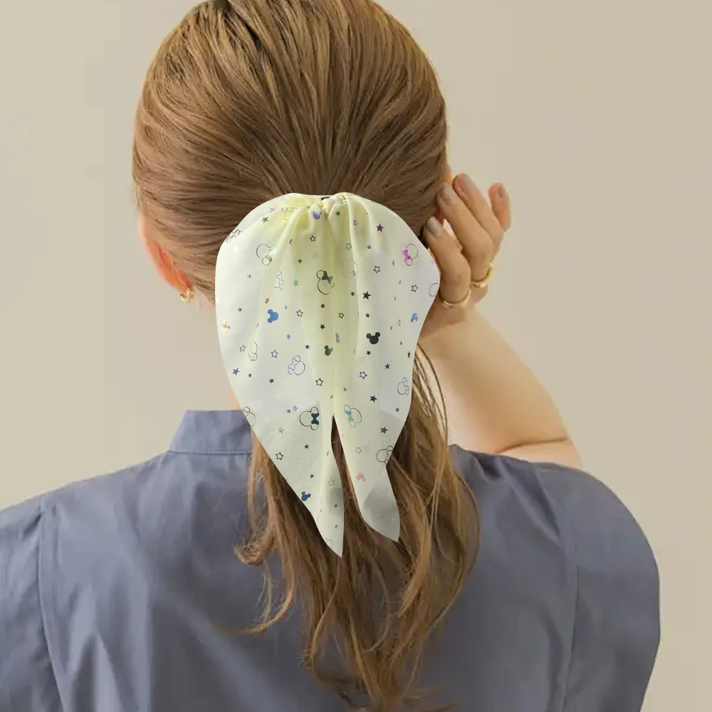 Женская длинная шифоновая лента с блестками модная мягкая резинка для волос 1 шт.