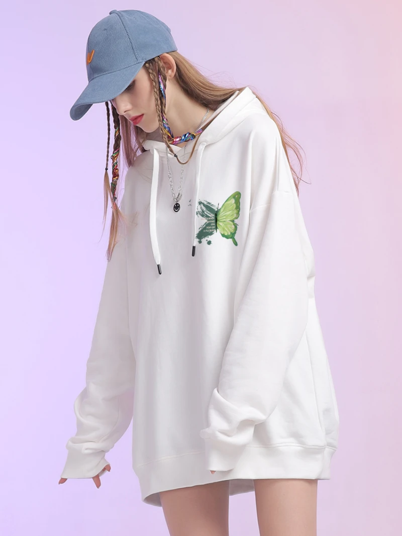 Женский белый свитер Mu Xi новинка весны 2024 Свободный Топ с принтом бабочки куртка