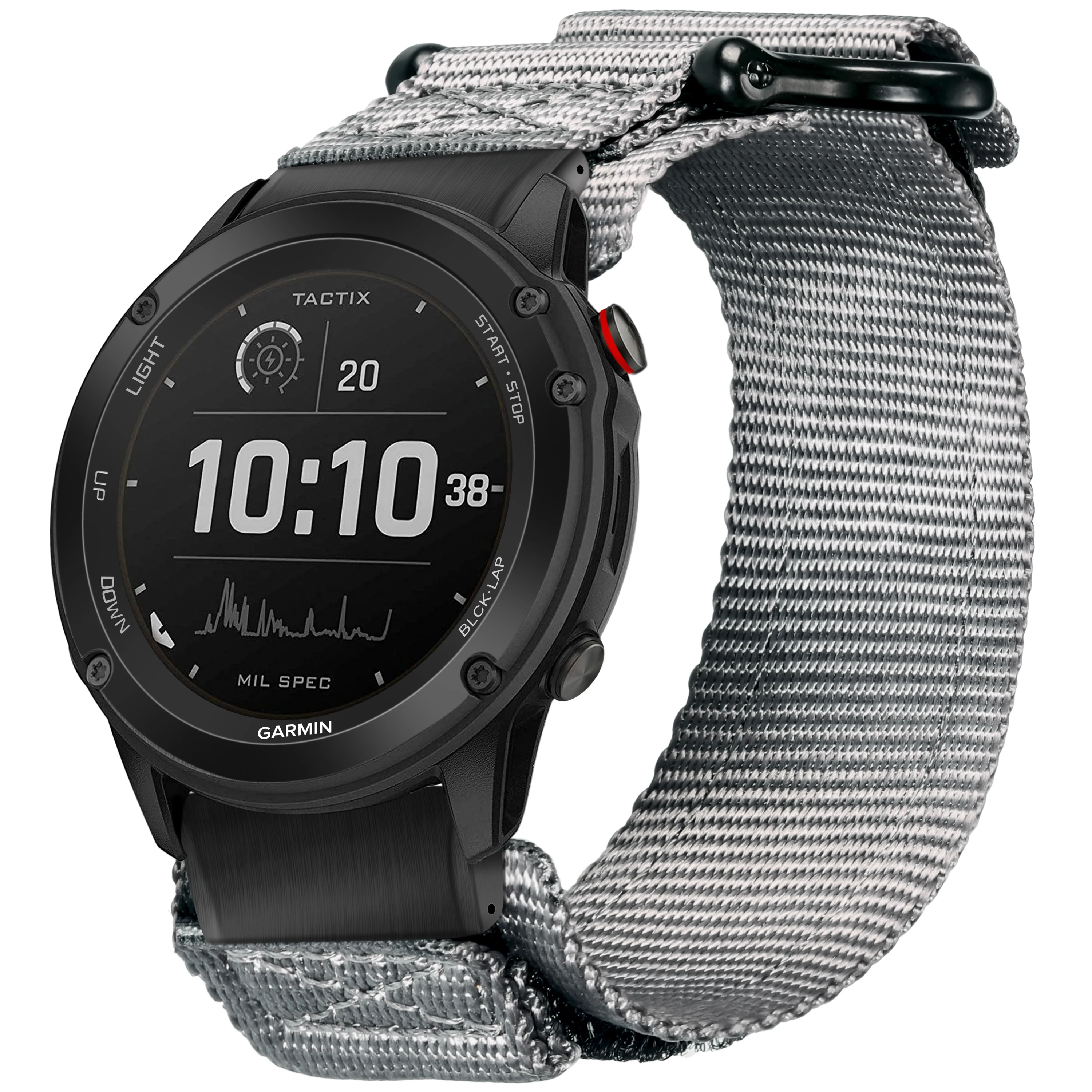 Серый ремешок для часов Garmin сверхпрочный длинный нейлоновый спортивный тканый