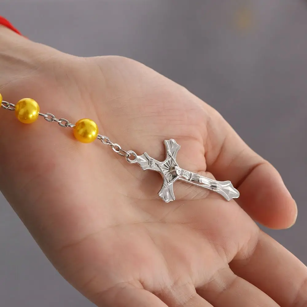 Очаровательное ожерелье с распятием и крестом кулон Девы Марии цепочка бусинами