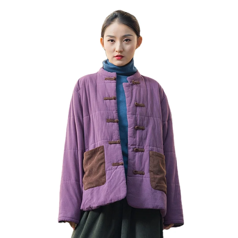 Coat Women  Winter Coat Women Ladies New Jacket Sandwich Cotton Thickened Zen Coat Cotton Clothing Coat Winter Coat Retro