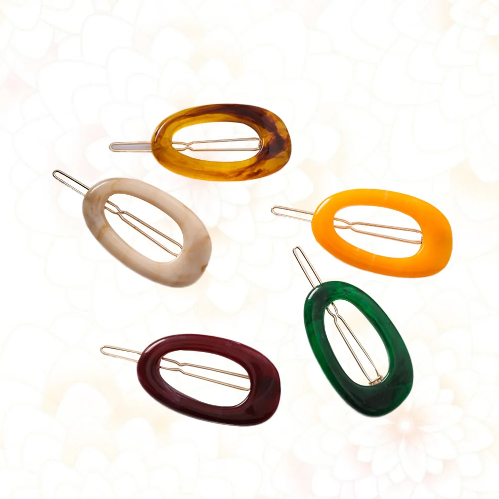 

5pcs Hairpins Oval Hollow out Marble Equisite Headdress Barrette Hair Ornament Hairpin for Ladies