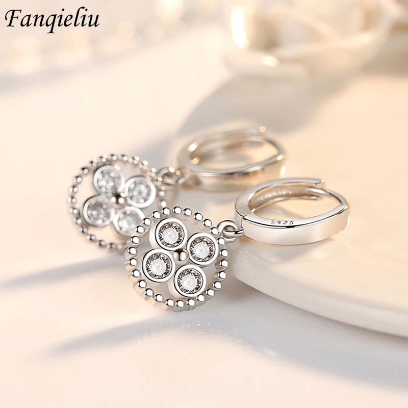 

Fanqieliu S925 Stamp Zircon Drop Earrings For Women Silver Color Preserving Luxury Jewelry Gift Girl New Trendy FQL22110
