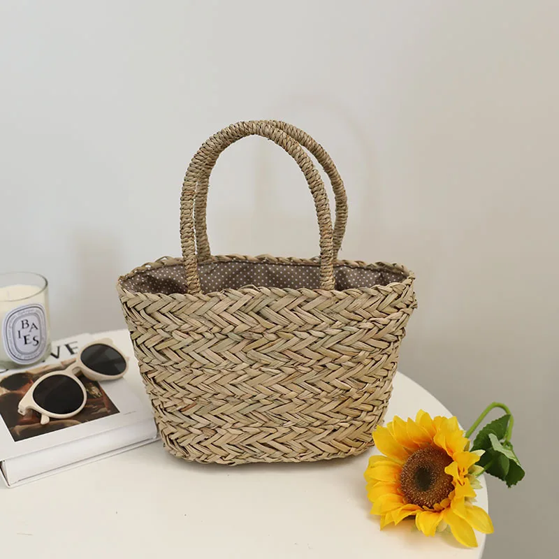 Bohemian Rattan Bag Handbags and Purse Woven Straw Basket Bags for Women 2022 Bali Travel Beach Bag Vacation Shopper Tote Clutch