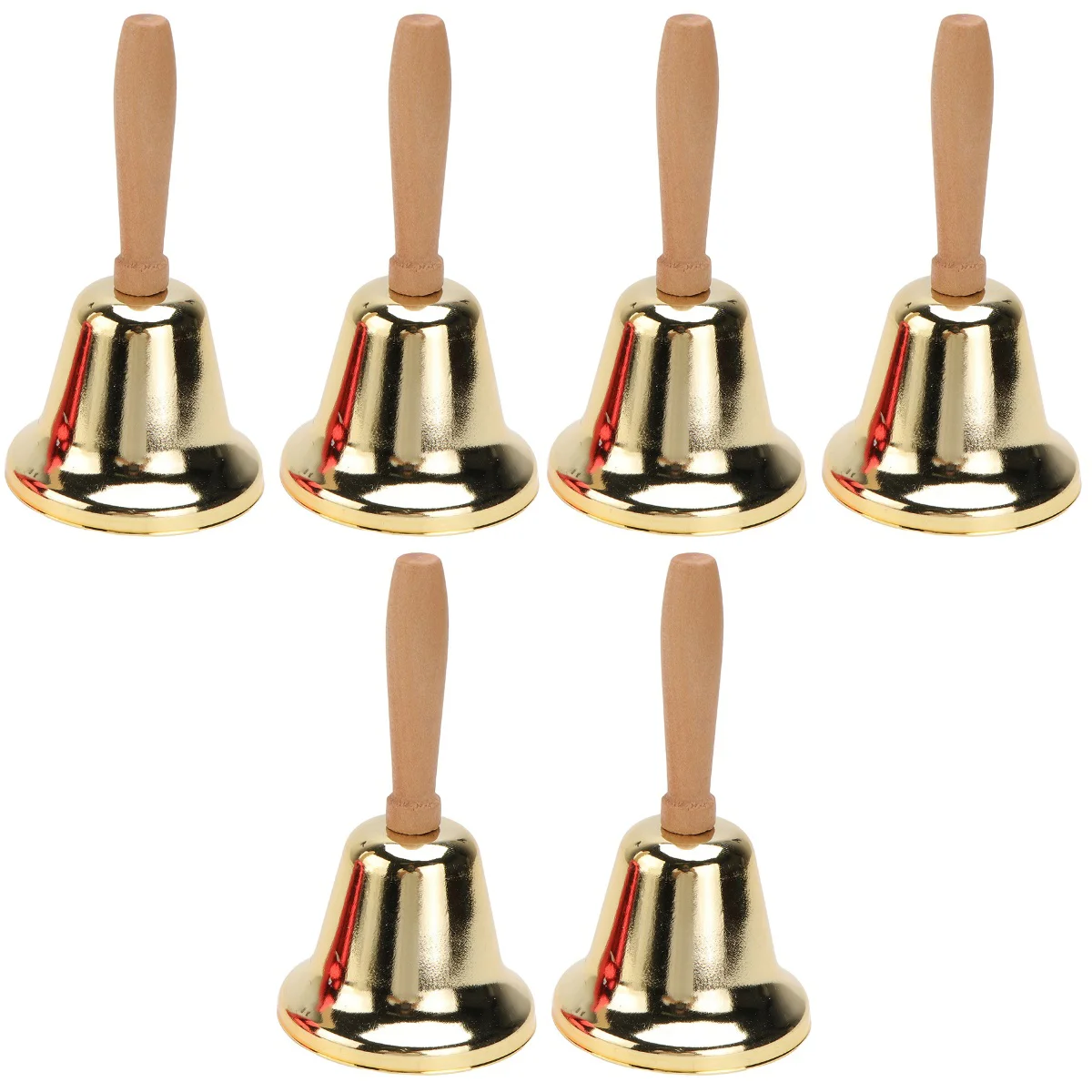 

6 шт., металлические колокольчики с деревянной ручкой