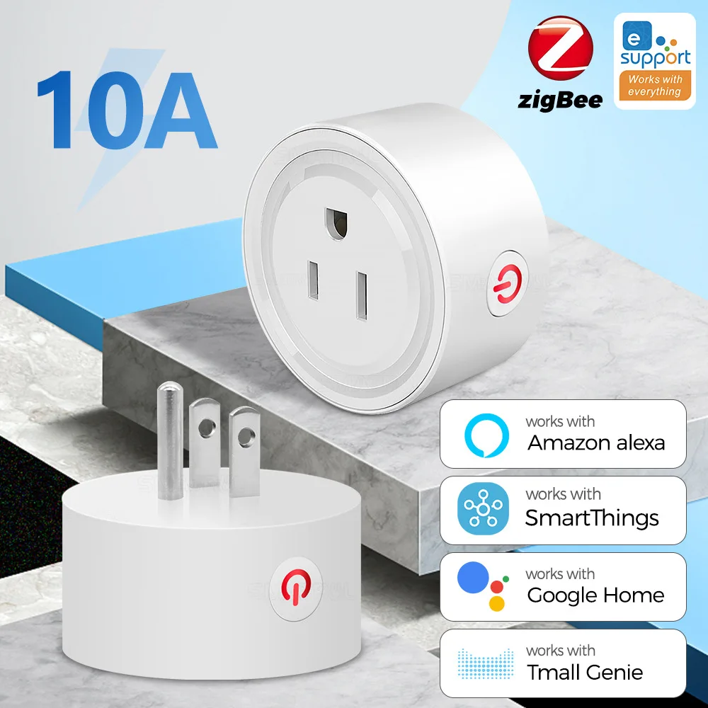 Купи EWeLink Zigbee US Standard 10A Smart Socket Plug Switch APP Remote Timing Voice Smart Home Work with Alexa Google Home Assistant за 544 рублей в магазине AliExpress