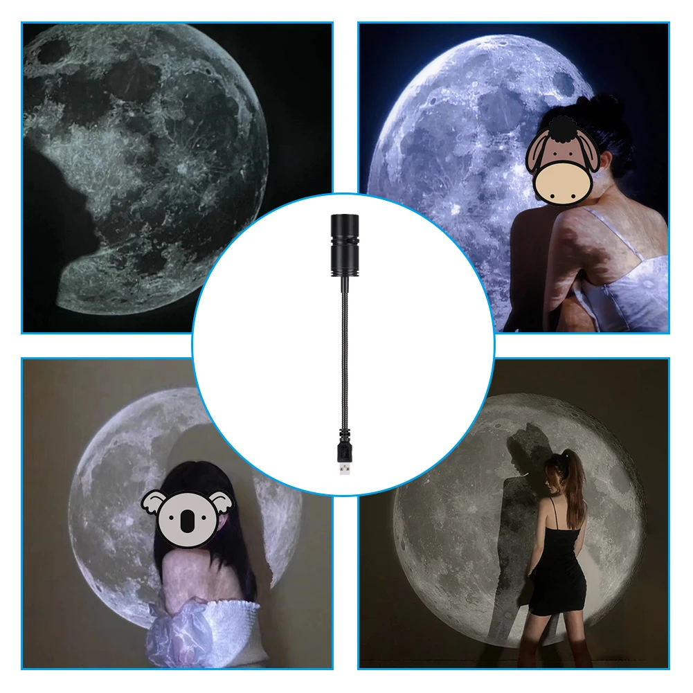 

Earth Moon Projector Night Light 360 Degree Rotatable 5V 3W Atmosphere Moon Projection LED Night Lamp for Bedroom Decorations