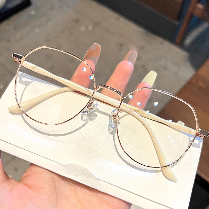 

Fashion Metal Anti-Blue Light Men Glasses Women Vintage Cat Eye Oversized Computer Game Goggles Blue Ray Blocking Eyeglasses