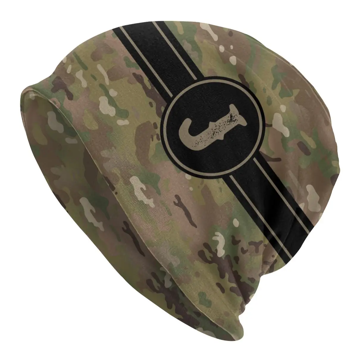 Army Camouflage Monogram Letter J Caps Camo Goth Unisex Ski Skullies Beanies Hat Spring Warm Dual-use Bonnet Knitting Hats