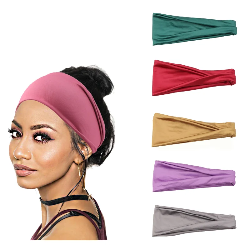 

Women Headband Solid Color Twist Cotton Wide Turban Twisted Knotted Headwrap Girls Hairband Fashion Hair Accessories Scrunchies