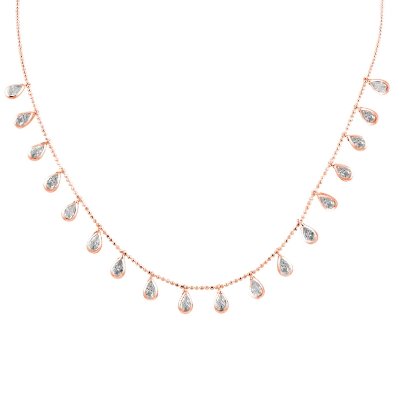 

Silver 925 Sterling Dangle Drop Zircon Stone Necklace