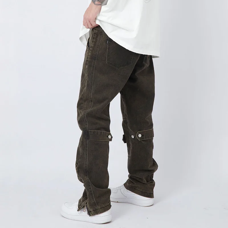 Four Seasons Men's Jeans Straight Fit Men's and Women's Hip Hop Y2k Pants Streetwear High Quality Workwear Jeans Ins Hot Sale