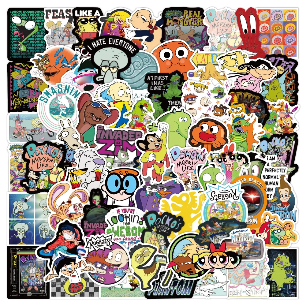 

100Pcs 90s Classic Cartoon Stickers Graffiti for Laptop Motorcycle Bike Car Guitar Skateboard Luggage Decal Kids Scrapbook Toys