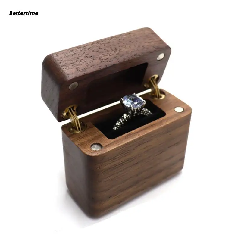 

B36D Ring Box Protection Case Wedding Ring Box with 1 Slot Handcraft Ring Box for Men