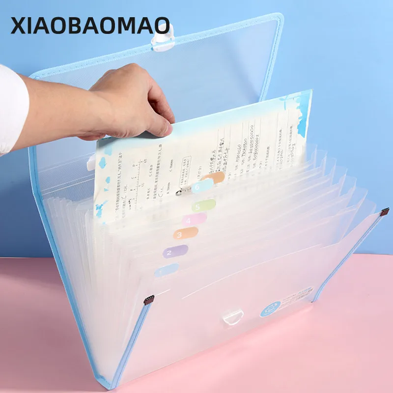 Transparent File Folder 13 Grids Office Document Folder A4 Paper File Folder Organ Box Student Test Paper Organizer Bag