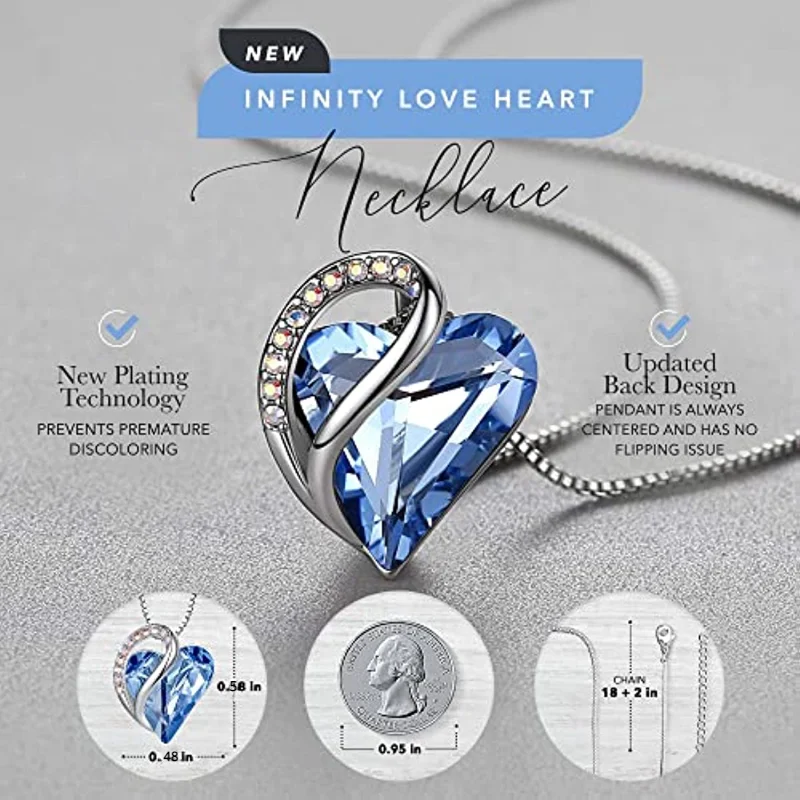 

New Heart Pendant Women's Necklace Silver Plated Crystal Rhinestone Jewelry Gift 18+2 Inch Chain For Wife Mom Free Shipping emo