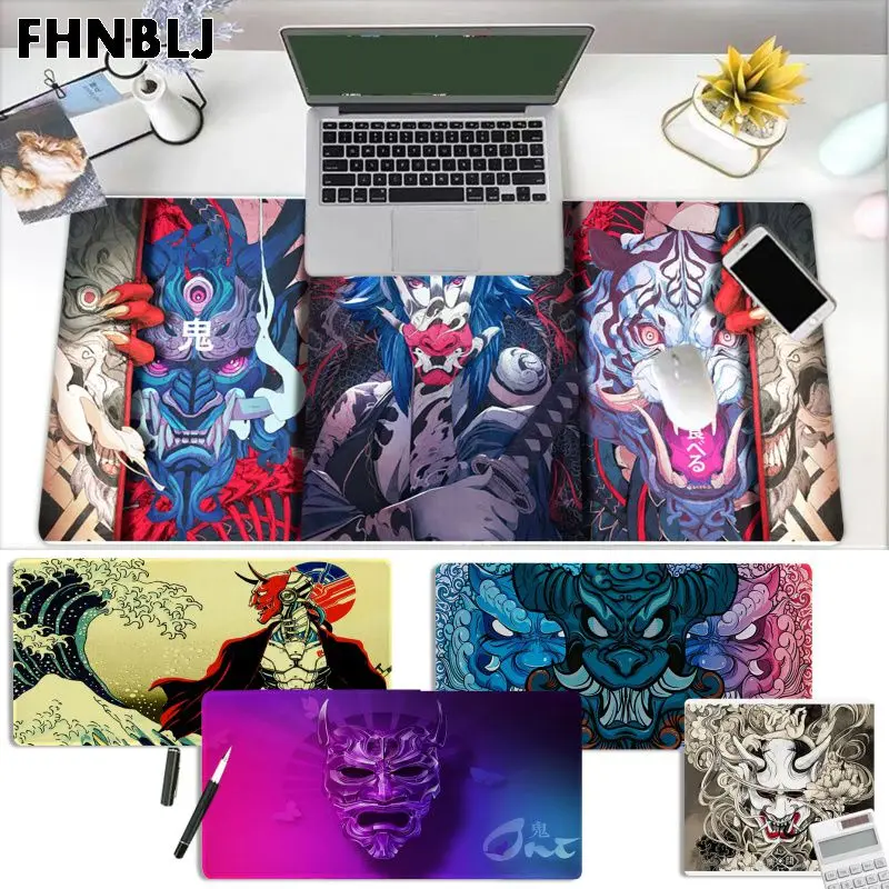 

FHNBLJ Japanese Samurai Oni Mask Fashion Unique Desktop Pad Game Mousepad Size For Game Keyboard Pad
