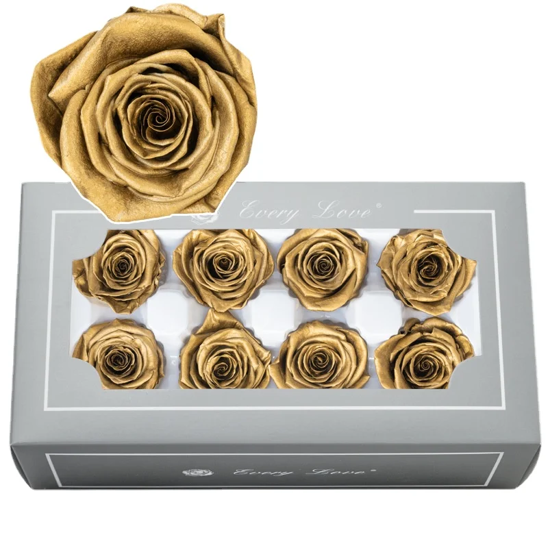 

Yongsheng Rose Perianth Wedding Decoration Valentine's Day Golden Rose 4-5cm 8 Flowers/Box