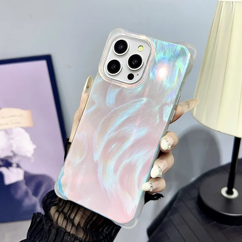 Чехол с четырьмя углами для iPhone 15 Pro Max 14 Plus 13 12 11 16 блестящая противоударная модная