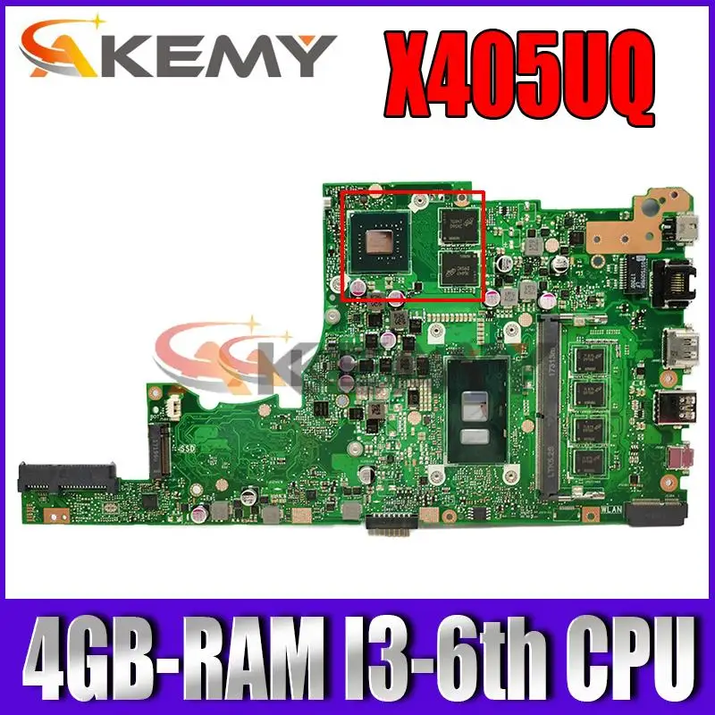 

Материнская плата Akemy X405UQ для ноутбука ASUS VivoBook 14-X405UQ X405U S4100UQ U4100UQ, оригинальная материнская плата 4GB-RAM I3-6-го ЦП