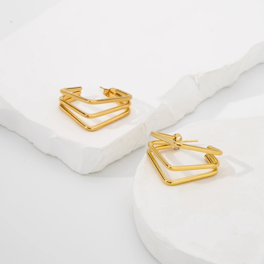 Модные висячие серьги из нержавеющей стали Hongtong для женщин 18-каратное