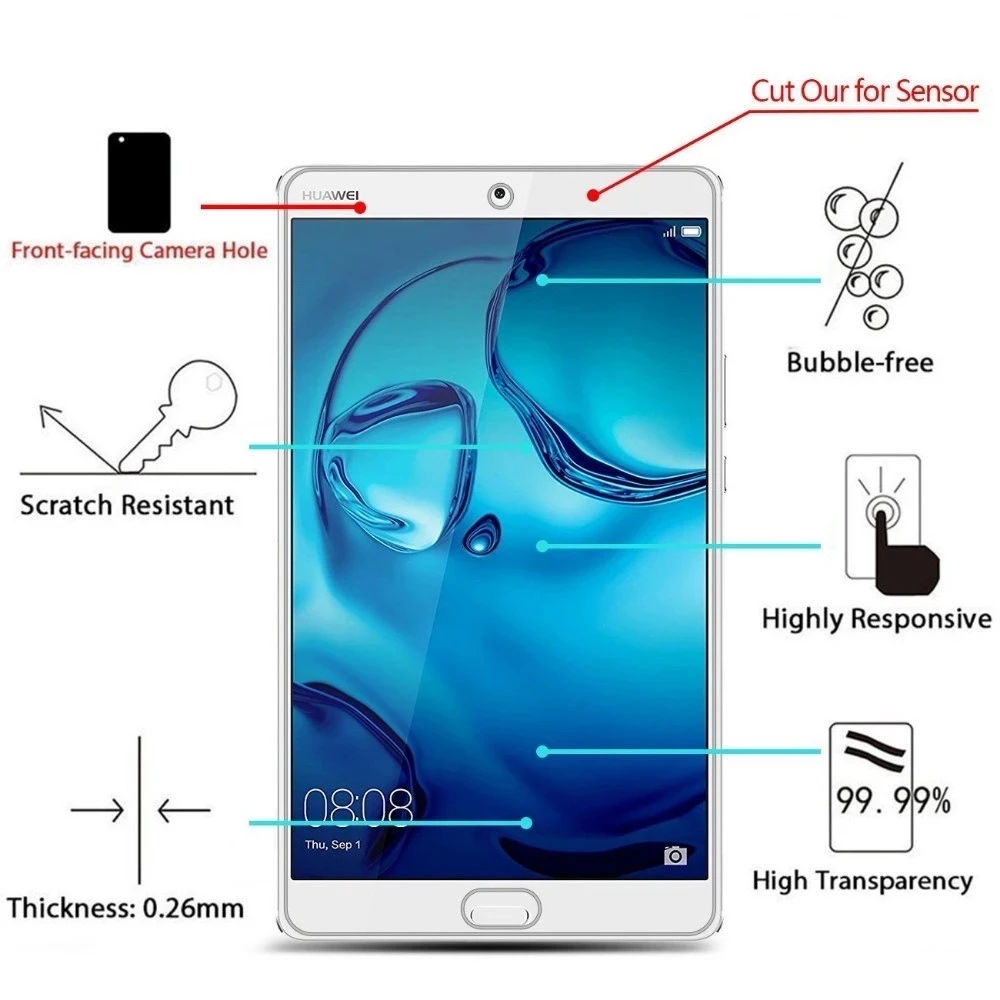 (2 упаковки) 9H закаленное стекло для Huawei MediaPad M3 8 4 2016 искусственная кожа Защита