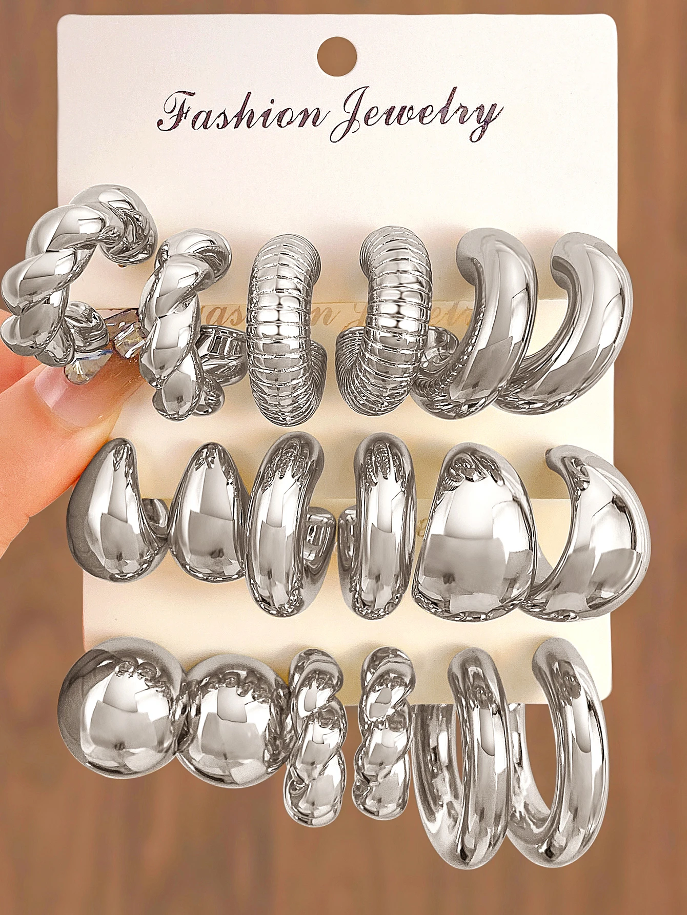 FNIO Punk Гладкие металлические C - образные серьги Модные капли для ушей Женские