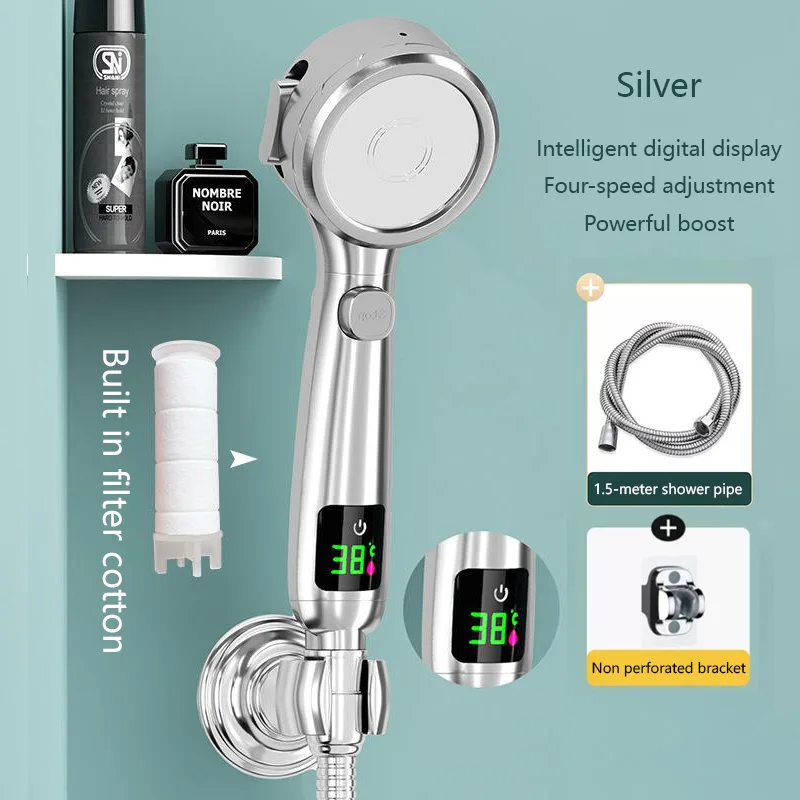 

Насадка для душа высокого давления Xiaomi, водосберегающая насадка для душа, регулируемый распылитель под давлением, светодиодный цифровой дисплей температуры, ванная комната