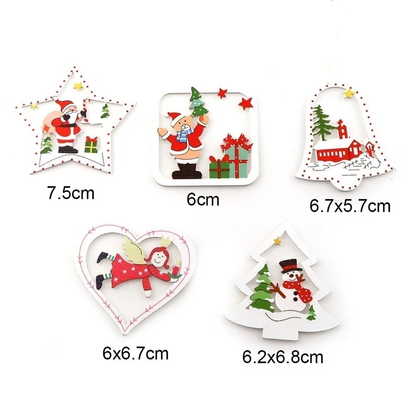 10 шт./набор деревянные подвесные украшения для ёлки