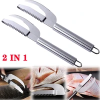 2 in 1 fish scales scraping stainless steel kitchen fish cleaning knife cutter fish scales fishing cleaning tools kitchen tool