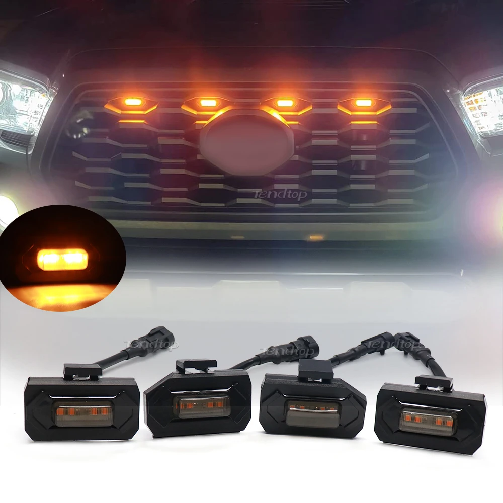 

4PCS LED Front Grill Lights for Toyota Tacoma Raptor TRD Off Road Sport 2020 2021 External Grill Lamp